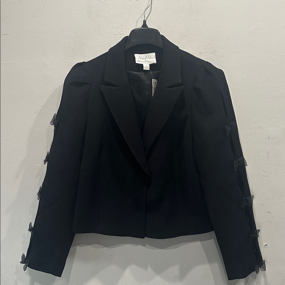 Anthropologie‎ Mare Mare Tulle Bow-Sleeve Blazer Jacket Black Size large NWT - Picture 5 of 14